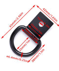 Rock Solid D Ring Tie Down Anchors Quarter Inch Heavy Duty Steel Load Holders Surface Mount Kit dimensions, black steel anchor detail.