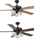 52 Inch Indoor Ceiling Fan With Light And Remote Control Reversible Walnut And Maple Blades Dope Copper Motor 110V ETL Listed