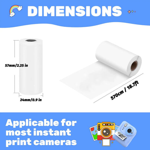 10 Rolls BPA Free Thermal Paper For Kids Instant Cameras, Universal Compatibility With Most Kids Cameras, Easy Refill For Fun Prints And Creative Projects, Safe Non Toxic Paper For Little Photographers, 57mm x 24mm roll dimensions