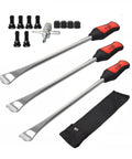 14.5 Inch Perfect Leverage Tire Spoon Kit For Motorcycle Dirt Bike And Lawn Mower With Valve Stems In A Stable Bag, 3-Pack Heavy Duty Iron Tool Set