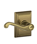 Flair Entry Lever With Antique Brass Finish, Anti Pick And Bump Resistant Exterior Keyed Entry, Backset Adjustable