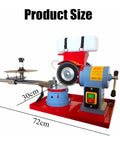 Heavy Duty Electric Circular Saw Blade Sharpener With Five Inch Grinding Wheel And Water Reservoir For Carbide Inserts 550 Watt Motor built like a tank, showing detailed dimensions.