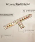 Badass Heavy Duty Slide Bolt Latch For Secure Garden Gates Barn Doors And Tight Garage Closures Featuring Smooth Manual Operation And Rust Proof Weathered Coating, steel latch with zinc finish.