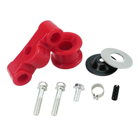 Replacement Shift Linkage Pin Clip And Shifter Stabilizer Kit For B Series Swaps Fits Civic CRX And Integra 1988 1991 1990 1993 1994 2001 Models Delivers Tight Fit And Smooth Precise Shifts. red b-series shift linkage bushings, bolts, washer, and clip