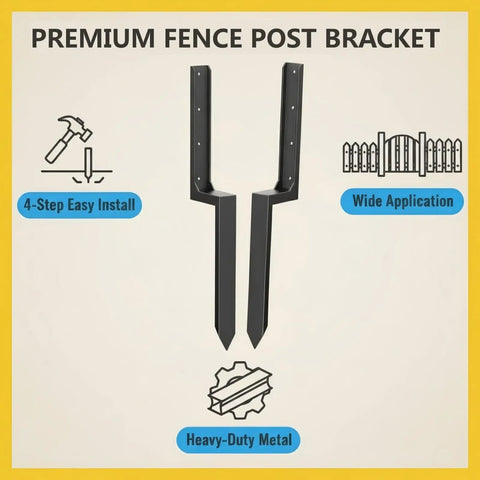 Two Piece Fence Post Repair Kit With Heavy Duty 11 Gauge Steel Anchor Stakes for 4x4 6x6 wood posts galvanized rust resistant