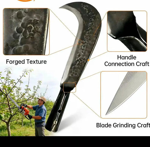 Heavy Duty Machete Billhook Sickle Knife For Yard Work And Tree Cutting, Pro Grade Forged Manganese Steel Blade For Tough Brush Clearing