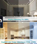 Comparison of dimming and color temperature features of 6 Inch Smart Recessed LED Can Lights with WiFi App and Remote
