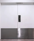 12 Inch Stainless Steel Push Pull Door Handle Set With Black Finish Including Mounting Screws built on double door