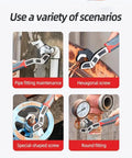 6 Inch Self Adjusting Wrench Multi Function Quick Wrench for home DIY and professional plumbing repairs with scenarios