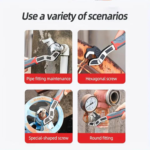 6 Inch Self Adjusting Wrench Multi Function Quick Wrench for home DIY and professional plumbing repairs with scenarios