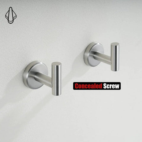 Heavy Duty Stainless Steel Towel Hook Set Two Pack Wall Mounted Robe Coat Hooks for Bathroom Kitchen Garage Brushed Finish