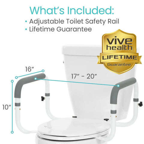 Toilet Safety Rail With Adjustable Grab Bar, Compact Support Frame, Padded Handrail, Easy Install For Seniors And Elderly, Helps With Sit Stand, Supports Up To 300 Lbs, Great For Arthritis And Handicap Bathrooms