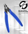 LBOKLING 5-inch micro flush cutters, blue ergonomic handles, 2-pack, front view