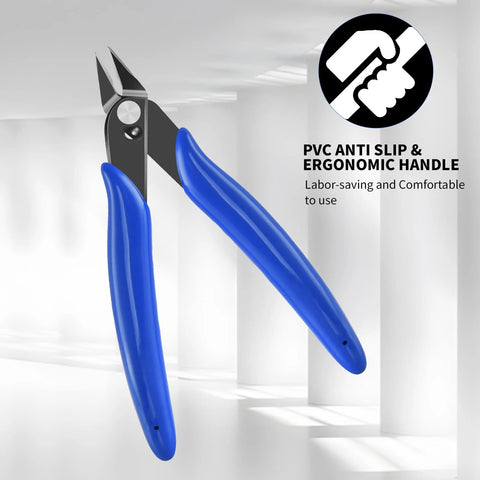 LBOKLING 5-inch micro flush cutters, blue ergonomic handles, 2-pack, front view