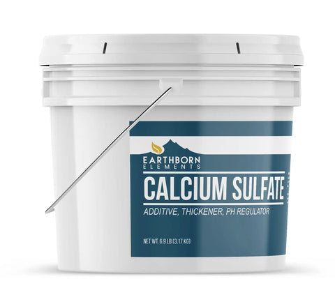 Calcium Sulfate 1 Gallon Bucket Pro Grade Anticaking And PH Regulator Thickener Plaster Additive For Construction And Industrial Baking Bulk Size Pure And Undiluted container.