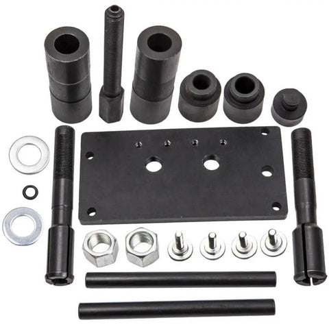 Get This Hot Installer Puller Tool For Twin Cam Engines Perfect For 1999 To 2006 Models With Awesome Locking Mechanism For Quick And Easy Installation Plus Removal Jobs Without Any Headaches Or Struggles. Black steel puller tool kit with bolts, washers, and spacers for Twin Cam engine service.