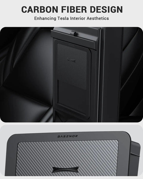 Tesla Model Y 2021-2024 And Model 3 2021-2023 Center Console Organizer Kit 3Pc Carbon Fiber Edition detail view