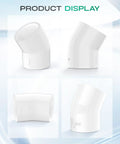 Four Pack 1-1/2 Inch 45 Degree PVC Elbow Fittings Furniture Grade SCH40 PVC Connectors for DIY Shelves and Greenhouses in white