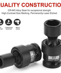 Heavy Duty 18-Piece One-Half Inch Drive Shallow Universal Impact Socket Set with 6-point metric 10-24 mm, CR-MO alloy steel