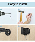 Installation steps for Two Pack Stainless Steel Black Matte Towel Hooks For Wall Mount And Door Hanger, using drill and screws.
