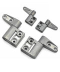 5-piece Stop-at-Will constant torque hinge set in gray metal with mounting blocks and arms