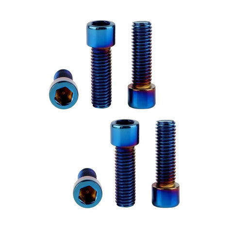 M6x12mm Allen Hex Bolts Set In Stainless Steel With Titanium Burnt Blue Finish For Bikes Motorcycles And Cars 6 Pack Lightweight Yet Strong Easy Install Upgrade Your Ride with visible threads and blue finish