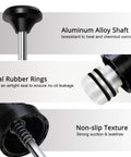Close-up of Pro DIY Ready 200cc Manual Fluid Extractor aluminum shaft, rubber rings, and non-slip texture