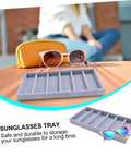 Straight Up Neat And Quick To Organize With This Six Grid Sunglasses Tray, grey fabric, perfect for eyewear storage.