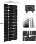 Zero Sweat 200W Hybrid Off Grid Power Rig Featuring 100W Vertical Axis Wind Turbine Combined With Premium Monocrystalline Solar Panel showing dimensions.