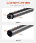 Detail view of Q235 heavy-duty steel pipes with rust-resistant powder coating for Wall Mounted Folding Tire Rack For R14-R20 Tires, 32 To 48 Inch Adjustable Heavy Duty Steel Tire Storage Rack, 300 Lbs Capacity, Rust Resistant Powder Coated For Garage, Shop Or Workshop.
