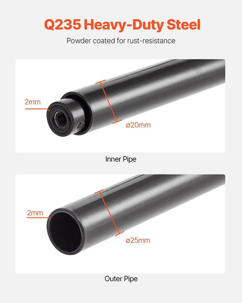 Detail view of Q235 heavy-duty steel pipes with rust-resistant powder coating for Wall Mounted Folding Tire Rack For R14-R20 Tires, 32 To 48 Inch Adjustable Heavy Duty Steel Tire Storage Rack, 300 Lbs Capacity, Rust Resistant Powder Coated For Garage, Shop Or Workshop.