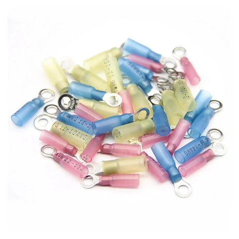Grab these Awesome 120 Piece M5 Heat Shrink Ring Eyelet Connectors For Your Electrical Wire Splicing Jobs With Butt Connector Crimp Terminals That Fit 22 To 10 AWG Cables Perfectly For Any DIY Home Garage Project You Just Gotta Get This Solid Kit, assorted ring terminals