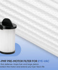 Hassle Free 4 Pack Pre Motor Replacement Filters And Exhaust Filters With Brushes Compatible With Eyevac Neovac Touchless Wall Vacuum Quick Swap For Smooth Daily Cleaning, white pre-motor filter for efficient dust trapping.