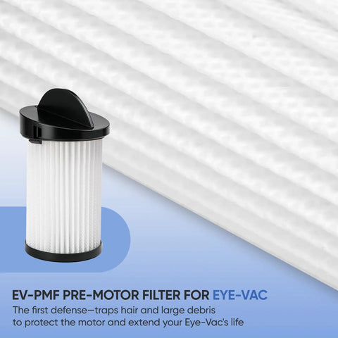 Hassle Free 4 Pack Pre Motor Replacement Filters And Exhaust Filters With Brushes Compatible With Eyevac Neovac Touchless Wall Vacuum Quick Swap For Smooth Daily Cleaning, white pre-motor filter for efficient dust trapping.