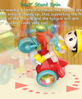 360 Degree Stunt Tricycle Toy With LED Lights And Dynamic Music Ride Simulation Pedicab STEM Spinning Electric Trike For Kids Durable Red Frame Non Slip Pedals Realistic Riding Experience Safe Easy Grip Steering, spinning red tricycle toy with child rider and glowing wheel