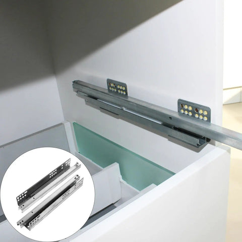 Two Section Drawer Runner Slides With Silent Damping Buffer For Cabinet Drawers full extension bottom mount steel rails