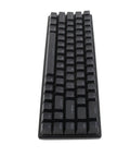 Clutch Compact Wired Mechanical Keyboard With Loud Blue Switches And Custom Rgb Backlight For Pro Gaming And Fast Typing Designed As A Sick 68 Key USB Device Built To Last Forever from a top view highlighting the dark keys.