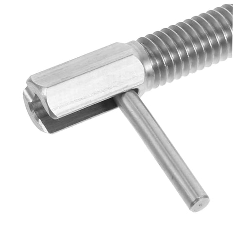 Top Shelf Stainless Steel Spring Plunger Pin With Ergonomic Indexing Handle heavy-duty locking mechanism close-up view.
