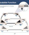 Adjustable Mini Fridge Stand With Mobile Rollers, Four Locking Wheels, Heavy Duty Workhorse Washing Machine Base, Off White