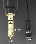 Top Tier 250A MIG Welding Gun Torch With Long 15 Ft Cable and Easy Install For Miller Machines Like The M-25 showing size measurements.