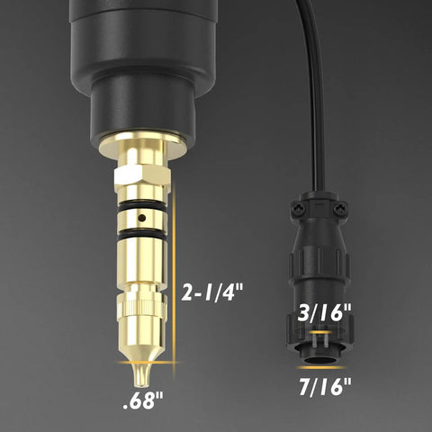 Top Tier 250A MIG Welding Gun Torch With Long 15 Ft Cable and Easy Install For Miller Machines Like The M-25 showing size measurements.