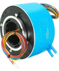 Pro Grade Electric Slip Ring Rotary Union 12.7mm To 50mm 18 Or 24 Channel Conductive Power And Signal Transmission With Continuous Rotation For Heavy Duty Projects And Multiple Outer Diameters 12.7 25.4 38.1 50mm 10A, blue metal slip ring with wires