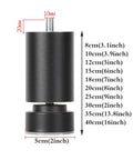 4 Pack Aluminum Alloy Furniture Legs M10 Screw Mount 12 Cm 5 Inch Round Tubular Feet height options with measurements.