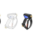 SG28 Spray Gun With Easy Hold Tech For Pressure Washers, Italian Made Shockproof Ribbed Body, ergonomic design, side view