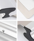 Close-up of Pro Grade Drywall Skimming Blade Set With Extension Handle For Mud Finishing, showing edge and end caps details.