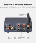 Back view of BT20A Pro Bluetooth 5.0 Amplifier showing RCA input, passive speaker output, pre-out and antenna
