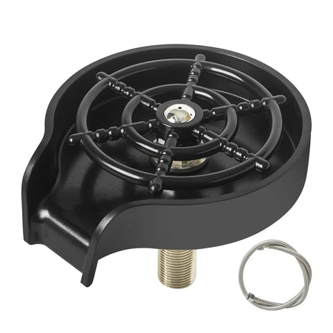 Glass Rinser For Kitchen Sink With Faucet, Bottle And Cup Washer, 360 Degree Water Spray, Black Finish Accessory With Rod
