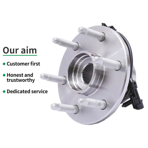 Front Wheel Hub Bearing Assembly 515036 For Chevy Silverado 1500 1999-2006 4x4, side view showing lug bolts and connector