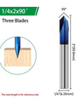 Versatile 1 Inch V Groove Router Bit For Woodworking Projects With 15 Degrees To 90 Degree Angles, 1/4 Inch Shank.