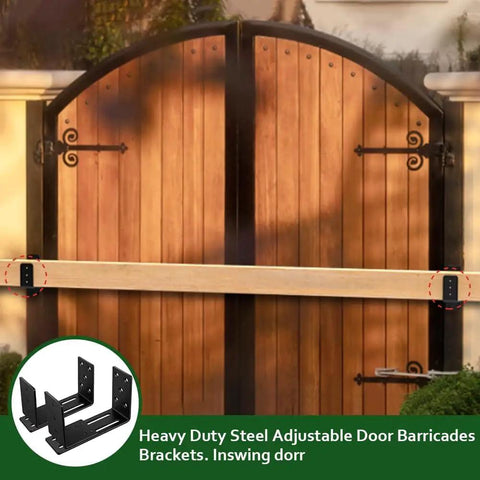 Adjustable Door Barricade Brackets For Inswing And Outswing Doors Heavy Duty U Shaped And C Brackets on wooden gate